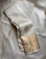 Most Flattering Beige Soft Banarasi Silk Saree With Splendiferous Blouse Piece