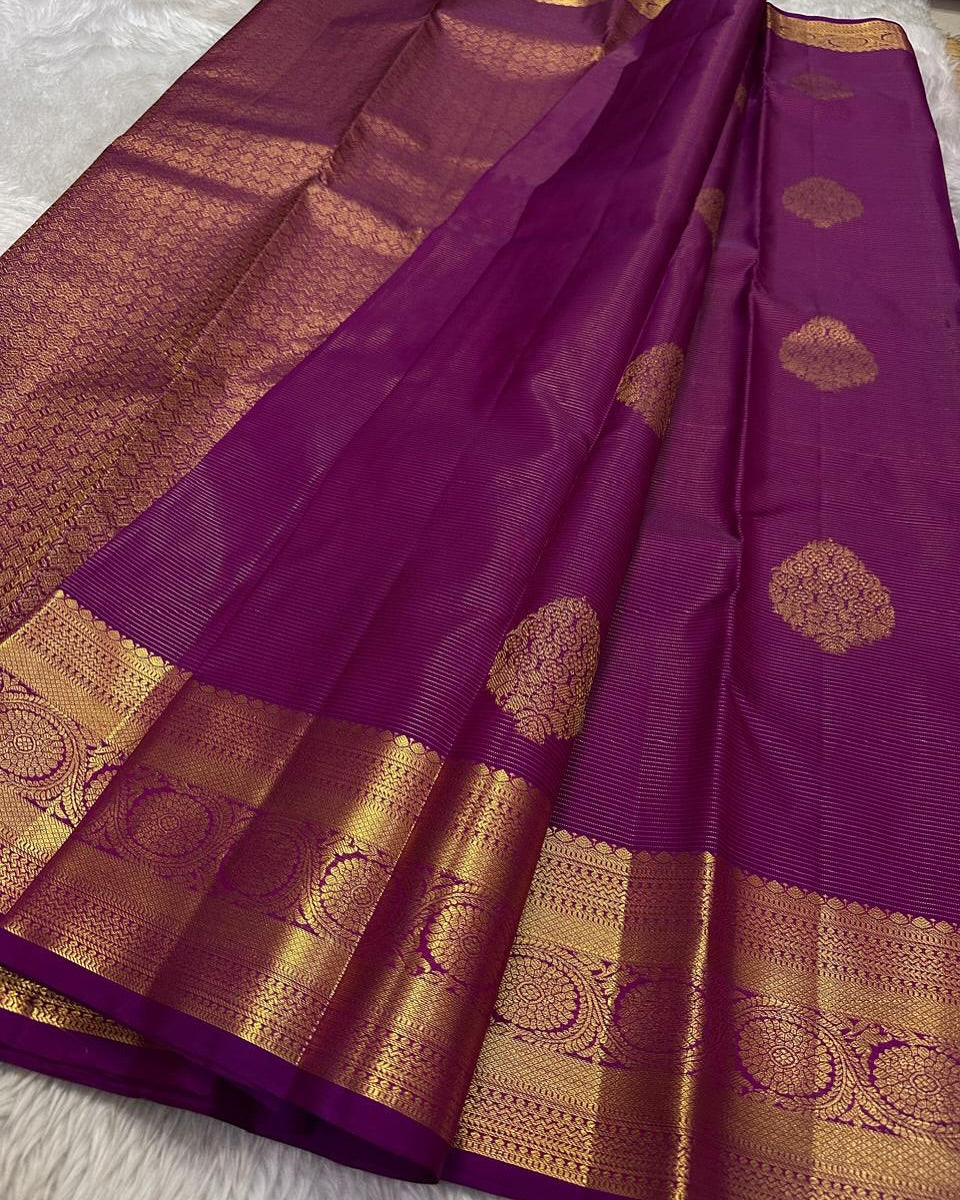 Sempiternal Magenta Soft Banarasi Silk Saree With Symmetrical Blouse Piece