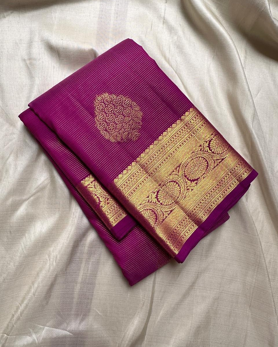 Sempiternal Magenta Soft Banarasi Silk Saree With Symmetrical Blouse Piece