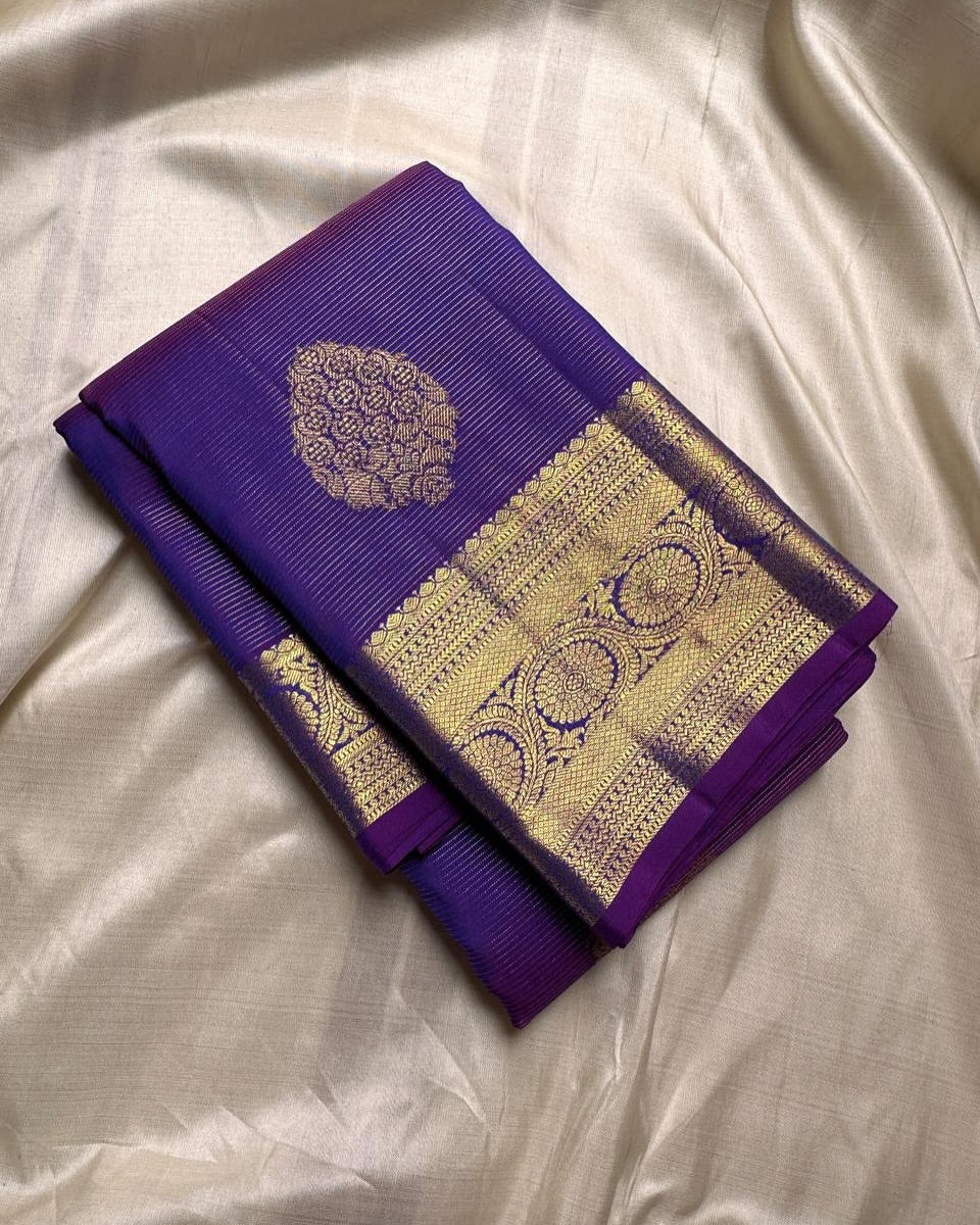 Jubilant Purple Soft Banarasi Silk Saree With Evanescent Blouse Piece