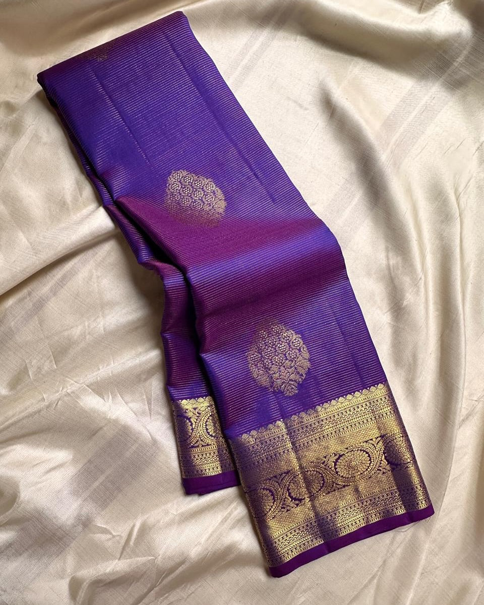 Jubilant Purple Soft Banarasi Silk Saree With Evanescent Blouse Piece