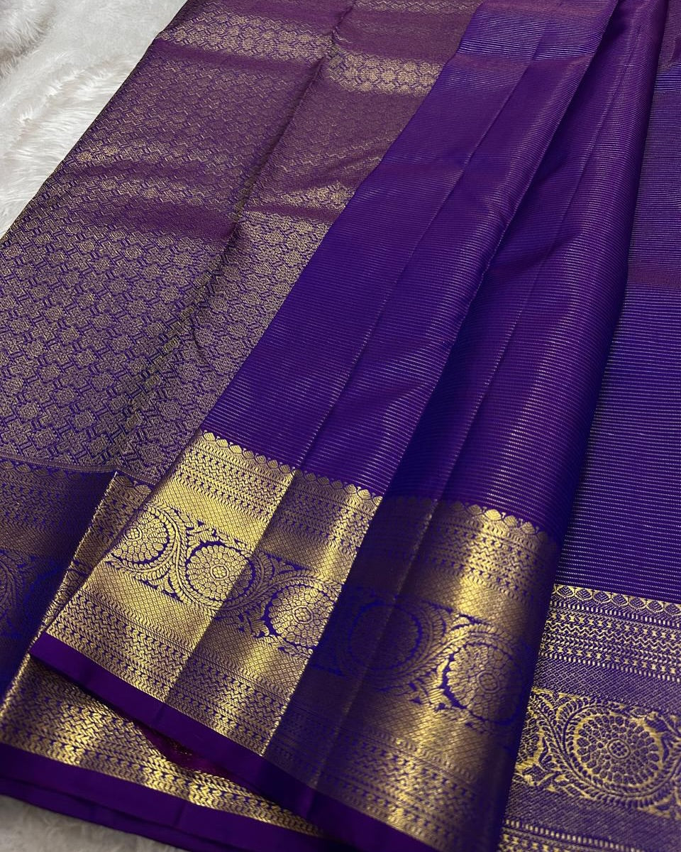 Jubilant Purple Soft Banarasi Silk Saree With Evanescent Blouse Piece