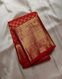 Stylish Red Soft Banarasi Silk Saree With Exquisite Blouse Piece