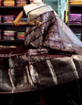 Imbrication Wine Soft Banarasi Silk Saree With Mesmerising Blouse Piece