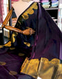 Devastating Purple Soft Banarasi Silk Saree With Blissful Blouse Piece