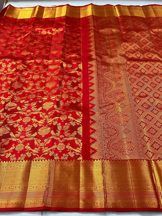 Redolent Red Soft Banarasi Silk Saree With Excellent Blouse Piece