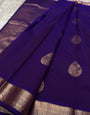 Breathtaking Purple Pure Zari Weaving Banarasi Silk Saree With Blooming Blouse Piece