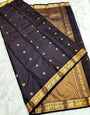 Prominent Black Soft Silk Saree With Twirling Blouse Piece