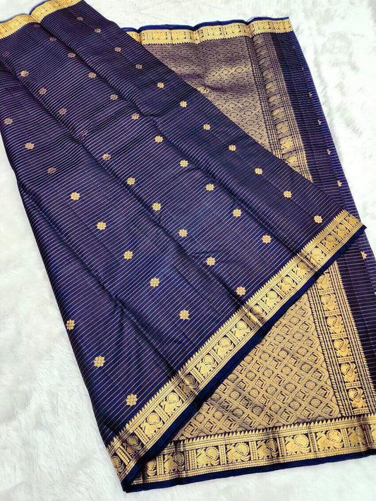 Jubilant Navy Blue Soft Silk Saree With Effulgent Blouse Piece