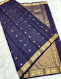 Jubilant Navy Blue Soft Silk Saree With Effulgent Blouse Piece