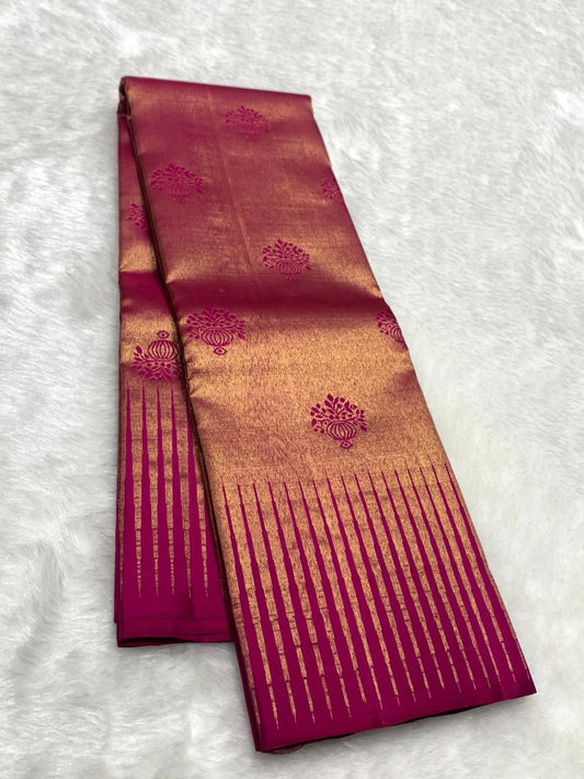 Wonderful Dark Pink Pure Zari Weaving Banarasi Silk Saree With Energetic Blouse Piece