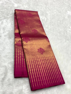 Wonderful Dark Pink Pure Zari Weaving Banarasi Silk Saree With Energetic Blouse Piece