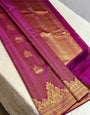 Divine Dark Pink Pure Zari Weaving Banarasi Silk Saree With Desuetude Blouse Piece