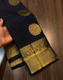 Incomparable Black Pure Zari Weaving Banarasi Silk Saree With Epiphany Blouse Piece