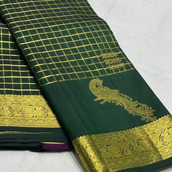 Glowing Dark Green Pure Zari Weaving Banarasi Silk Saree With Propinquity Blouse Piece
