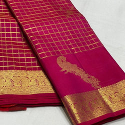 Sumptuous Dark Pink Pure Zari Weaving Banarasi Silk Saree With Tremendous Blouse Piece