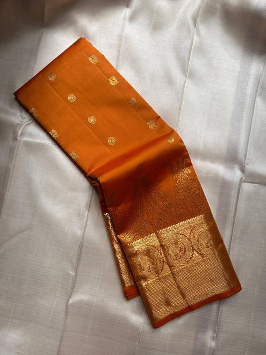 Girlish Orange Pure Zari Weaving Banarasi Silk Saree With Ineffable Blouse Piece