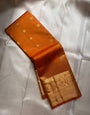 Girlish Orange Pure Zari Weaving Banarasi Silk Saree With Ineffable Blouse Piece