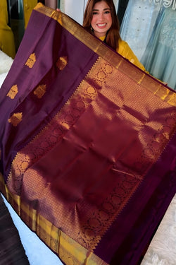 Seraphic Purple Pure Zari Weaving Banarasi Silk Saree With Imbrication Blouse Piece