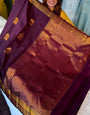 Seraphic Purple Pure Zari Weaving Banarasi Silk Saree With Imbrication Blouse Piece