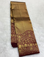 Gorgeous Maroon Pure Zari Weaving Banarasi Silk Saree With Flameboyant Blouse Piece