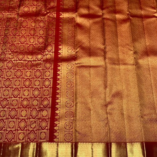 Staggering Red Pure Zari Weaving Banarasi Silk Saree With Piquant Blouse Piece