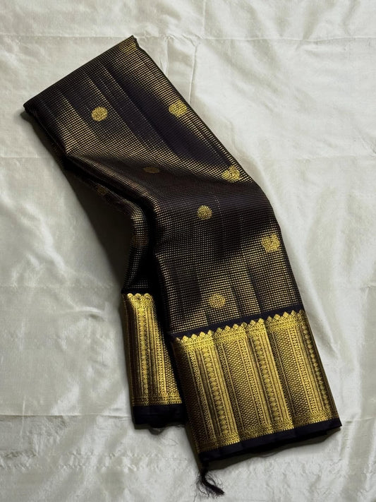 Ratatouille Black Pure Zari Weaving Banarasi Silk Saree With Engrossing Blouse Piece