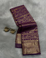 Exquisite Purple Pure Zari Weaving Banarasi Silk Saree With Susurrous Blouse Piece