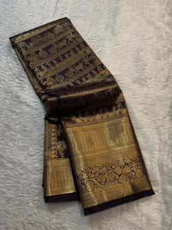 Enticing Wine Pure Zari Weaving Banarasi Silk Saree With Serendipity Blouse Piece
