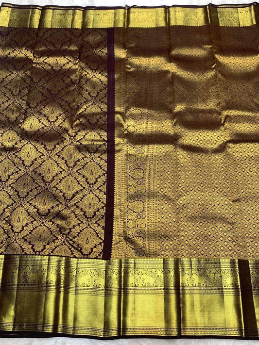 Quintessential Wine Pure Zari Weaving Banarasi Silk Saree With Precious Blouse Piece
