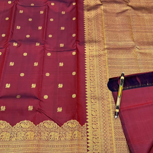 Lassitude Maroon Pure Zari Weaving Banarasi Silk Saree With Smashing Blouse Piece