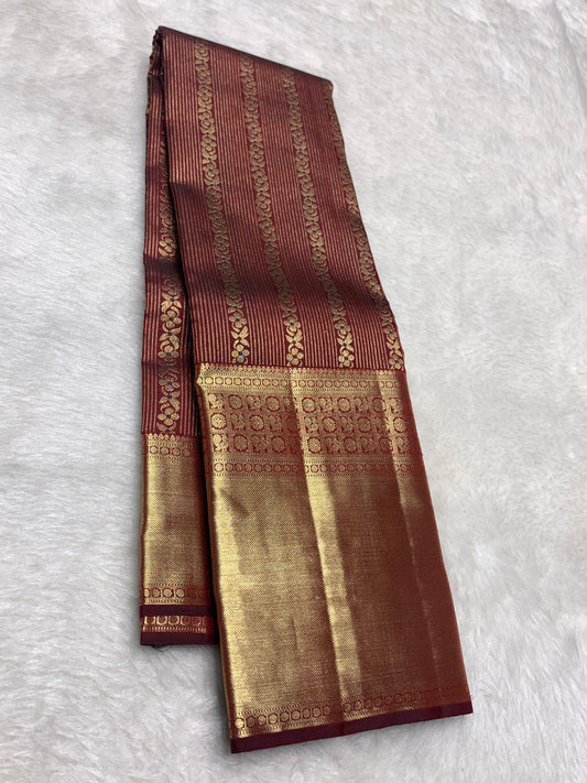 Glowing Maroon Pure Banarasi Silk Saree With Opulent Blouse Piece
