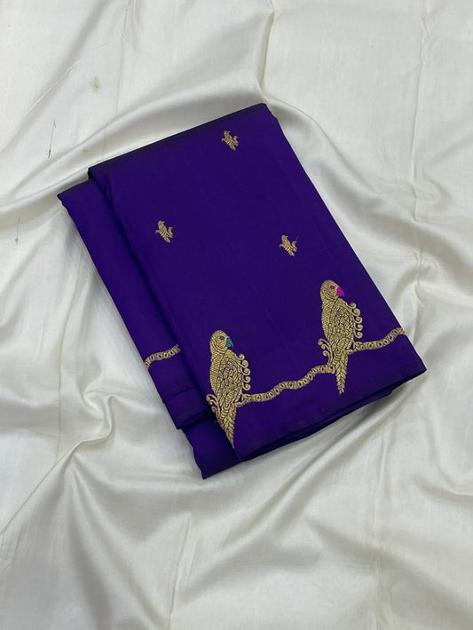 Incomparable Royal Blue Pure Banarasi Silk Saree With Elaborate Blouse Piece