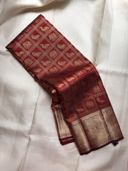 Transcendent Maroon Pure Banarasi Silk Saree With Outstanding Blouse Piece