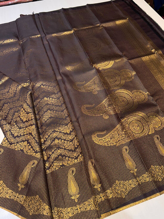 Classy Brown Pure Banarasi Silk Saree With Surpassing Blouse Piece