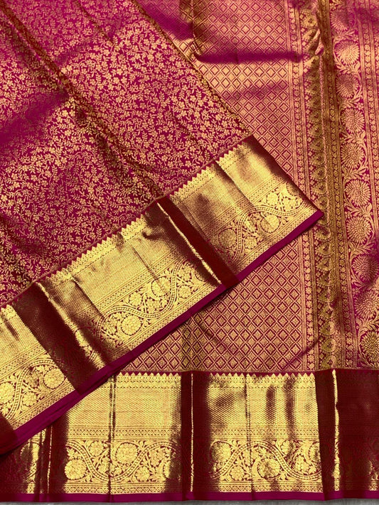 Sumptuous Dark Pink Pure Banarasi Silk Saree With Elision Blouse Piece