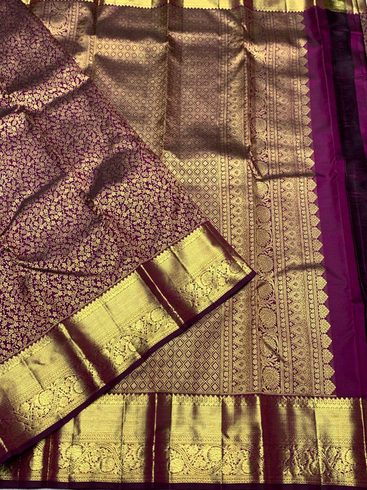 Mesmerising Purple Pure Banarasi Silk Saree With Groovy Blouse Piece