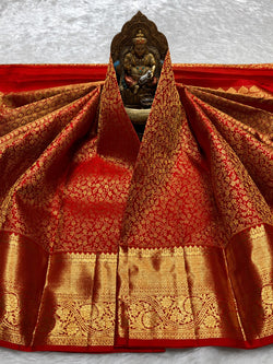 Devastating Red Pure Banarasi Silk Saree With Majestic Blouse Piece