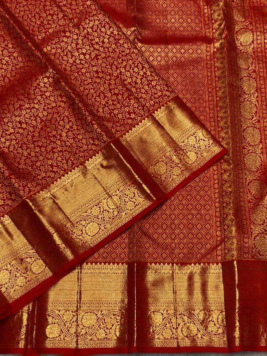 Devastating Red Pure Banarasi Silk Saree With Majestic Blouse Piece