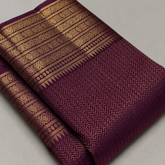 Exquisite Purple Pure Banarasi Silk Saree With Ineffable Blouse Piece