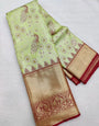 Whimsical Pista Soft Silk Saree With Imbrication Blouse Piece