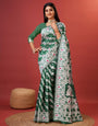 Sophisticated Green Cotton Silk Saree With Radiant Blouse Piece