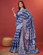 Radiant Royal Blue Cotton Silk Saree With Whimsical Blouse Piece