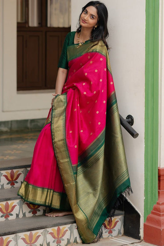 Lassitude Dark Pink Soft Silk Saree With Beautiful Blouse Piece