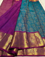 Marvellous Rama Soft Banarasi Silk Saree With Innovative Blouse Piece