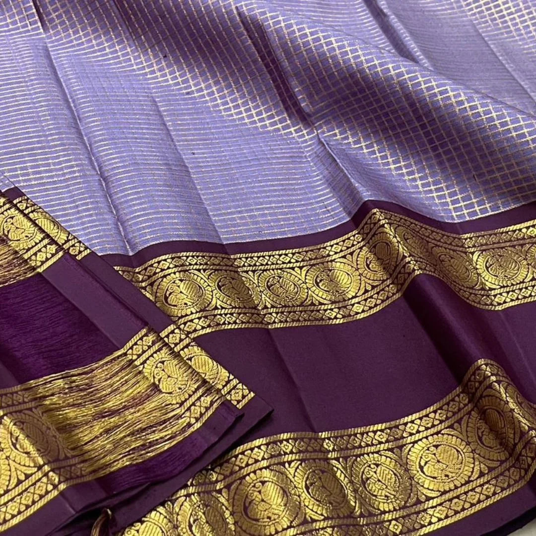 Panache Lavender Soft Silk Saree With Woebegone Blouse Piece