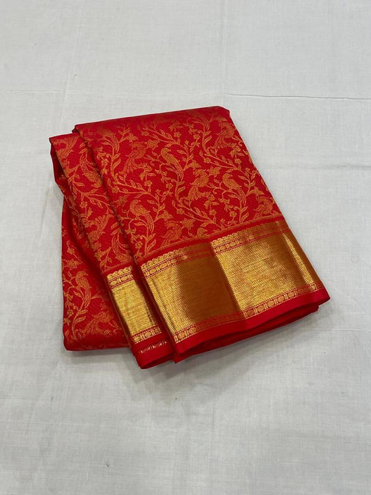 Smart Red Soft Banarasi Silk Saree With Charming Blouse Piece