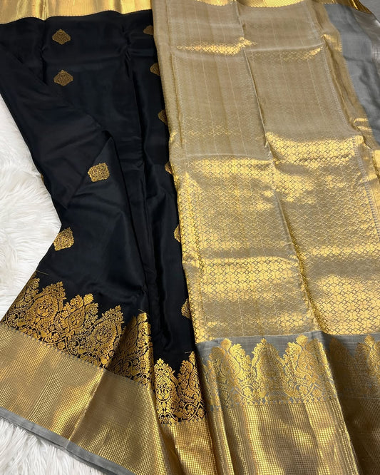Scintilla Black Soft Banarasi Silk Saree With Pleasurable Blouse Piece