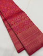 Surpassing Dark Pink Soft Banarasi Silk Saree With Eclat Blouse Piece