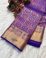 Glittering Purple Soft Banarasi Silk Saree With Denouement Blouse Piece